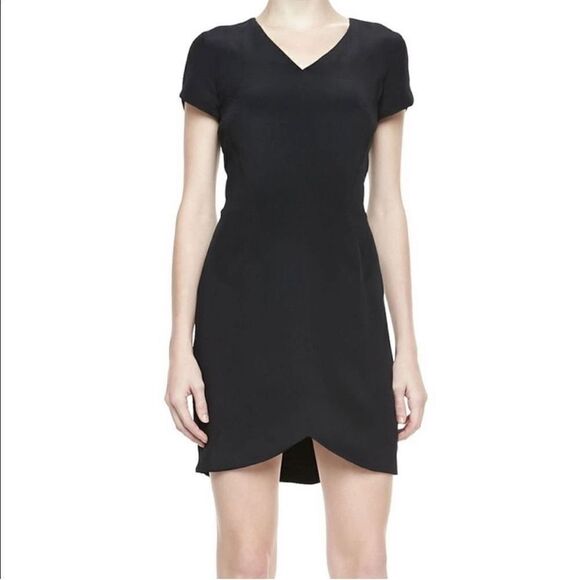 Theory Teagan Cap-Sleeve Wool Fitted Silhouette Dress Black Women’s Size 6 Small - Picture 1 of 13